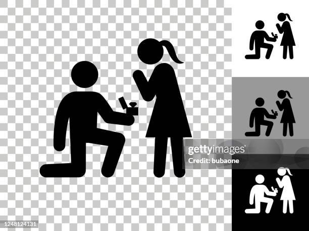 proposing icon on checkerboard transparent background - couple proposal stock illustrations