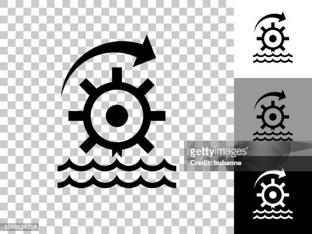 wasserrad-symbol auf schachbrett transparenter hintergrund - watermill stock-grafiken, -clipart, -cartoons und -symbole