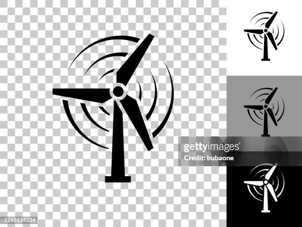 wind power icon on checkerboard transparent background - wind mill icon stock illustrations