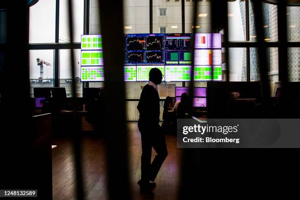 Trading floor at the Euronext NV stock exchange in Paris, France, on Monday, March 13, 2023. Investors poured money into the safest assets, snapping...