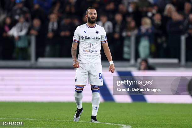 Jese Rodriguez Ruiz of Uc Sampdoria looks on during the Serie A match between Juventus and UC Sampdoria at Allianz Stadium on March 12, 2023 in...