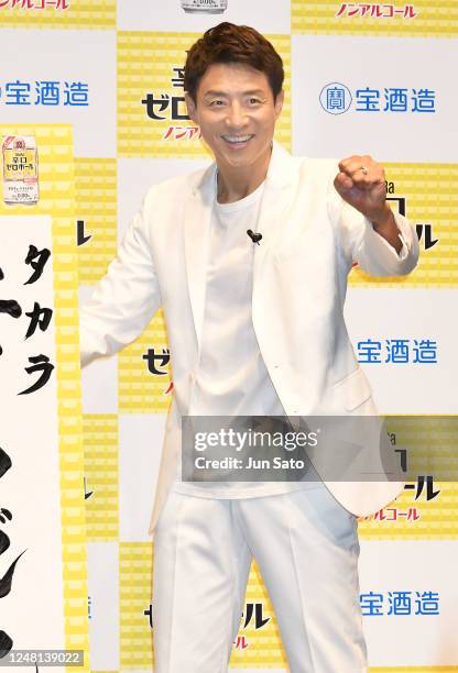 Former tennis player Shuzo Matsuoka attends the Takara Karakuchi Zero Ball Press Conference on March 13, 2023 in Tokyo, Japan.