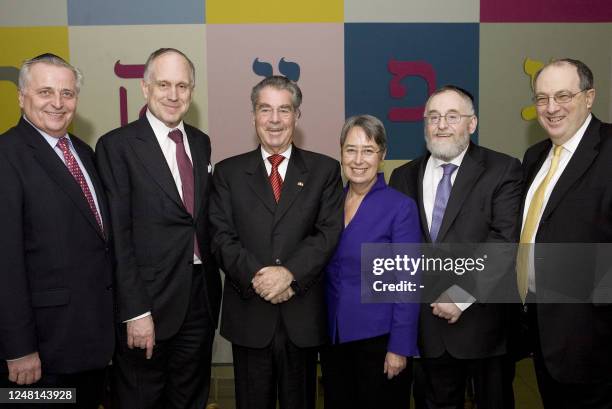 Austria's Social Minister Josef Hesoun, the President of the Jewish World Congress Ronald Lauder, Austrian President Heinz Fischer, his wife Margit...