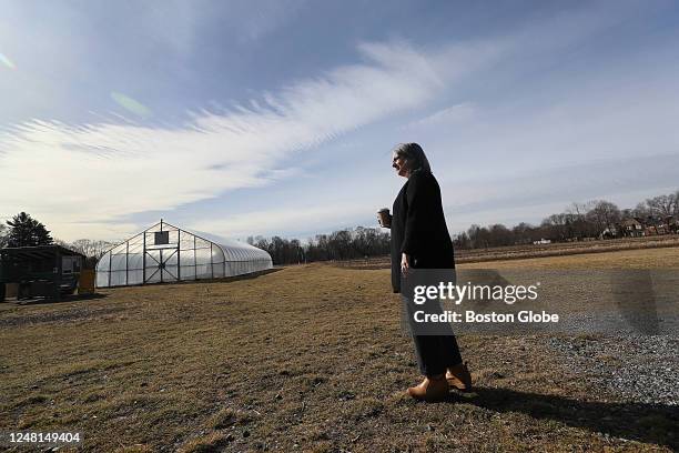 Waltham, MA Stacey Daley, executive director of Waltham Fields Community Farm, looks out at the farm.