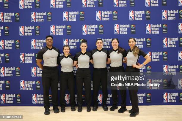 Jafar Kinsey, Cynthia Do, Jacqui Dover, Carlos Ortega Peralta, Ashely Olsen and Dominique Harris poses for a photo as they take part in the Referee...