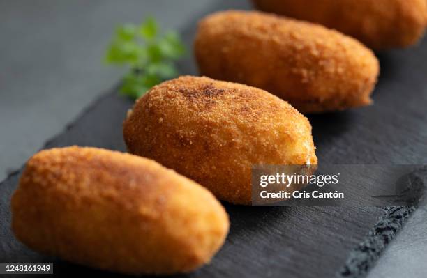 homemade croquetas - madrid tapas stock pictures, royalty-free photos & images