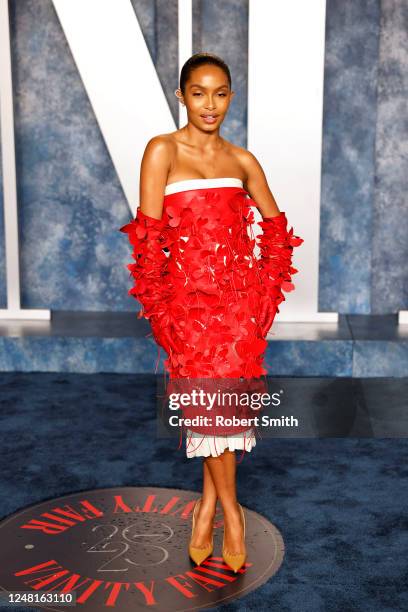 Yara Shahidi attends 2023 Vanity Fair Oscar Party hosted by Radhika Jones at Wallis Annenberg Center for the Performing Arts on March 12, 2023 in...