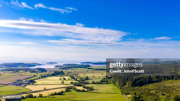 蘇格蘭西南部農田和森林的鳥瞰圖 - dumfries and galloway 個照片及圖片檔