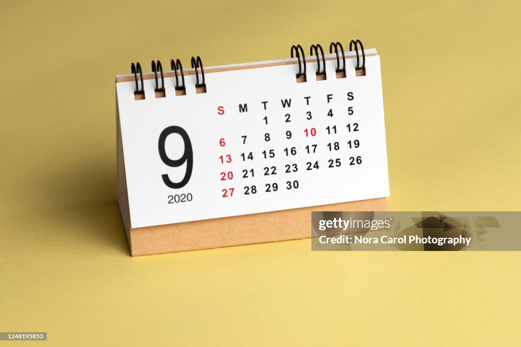 September Calendar on Yellow Background