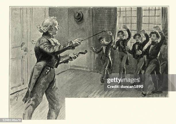 dance instructor teaching boys to dance - professional dancer stock illustrations