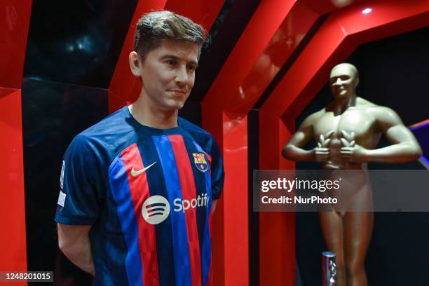 Wax figure of Robert Lewandowski, Polish professional footballer who plays as a striker for La Liga club Barcelona and captains the Poland national...