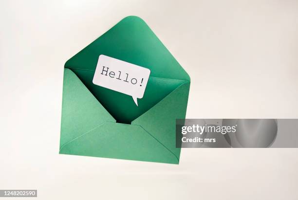 hello! - letter envelope stock-fotos und bilder