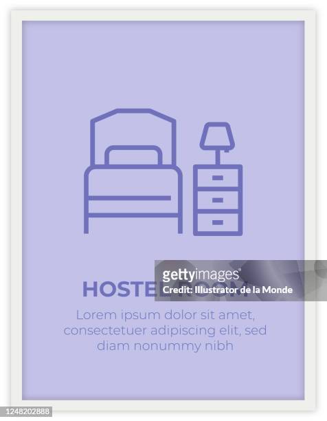 hostel room single icon poster design - suite stock illustrations