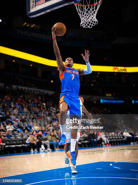 Jahmius Ramsey of the Oklahoma City Blue shoots the ball during a game against the Ontario Clippers on March 13, 2023 at the Paycom Center in...