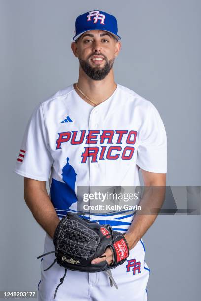 Jorge López of Team Puerto Rico poses for a photo during the Team Puerto Rico 2023 World Baseball Classic Headshots at JetBlue Park on Tuesday, March...