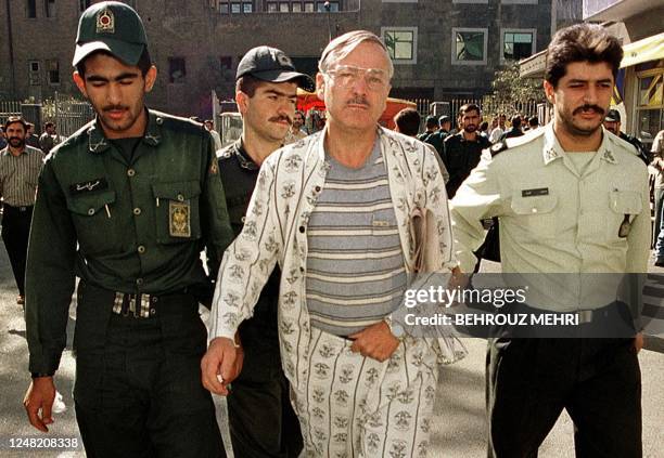 Picture dated 15 October 1999 shows German businessman Helmut Hofer going to his hearing at Evin prison in Tehran. Hofer left the prison on bail 23...