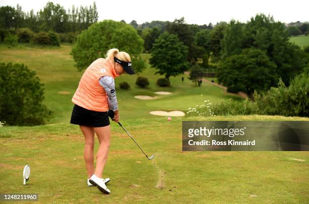 Carly Booth of Scotland in action at Cleckheaton and District Golf Club on June 08, 2020 in Cleckheaton, England.