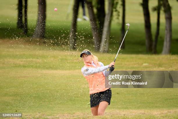 Carly Booth of Scotland in action at Cleckheaton and District Golf Club on June 08, 2020 in Cleckheaton, England.