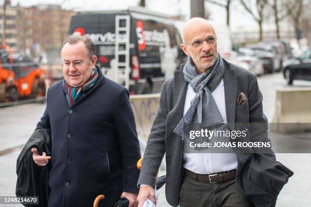Lawyer Eric Boon and Lawyer John Maes arrive at a session of the case before the Antwerp appeal court, a remark of the judge during the trial in...