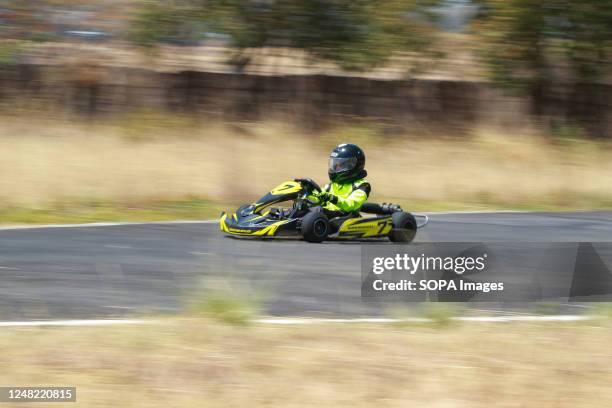 Bixente Rio Wyles in action during the Kenya National Karting Championship held at The Rift Valley Motors and Sports Club in Bahati.