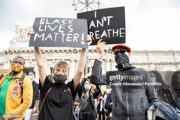 Demonstration in memory of George Floyd for the Black Lives Matter in Piazzale Duca d'Aosta, where a huge crowd of protestants gathered, despite the...