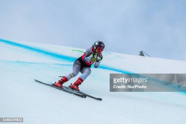 Sofia of Italy in action during Women's Downhill training on day one of the Audi FIS Alpine Ski World Cup Finals Andorra 2023 on March 14, 2023 in El...