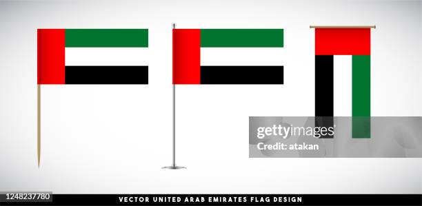 vector vereinigte arabische emirate flagge set auf weißem hintergrund - united arab emirates stock-grafiken, -clipart, -cartoons und -symbole