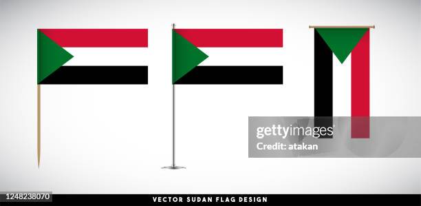 vector sudanese flag set on white background - toothpick vector stock illustrations