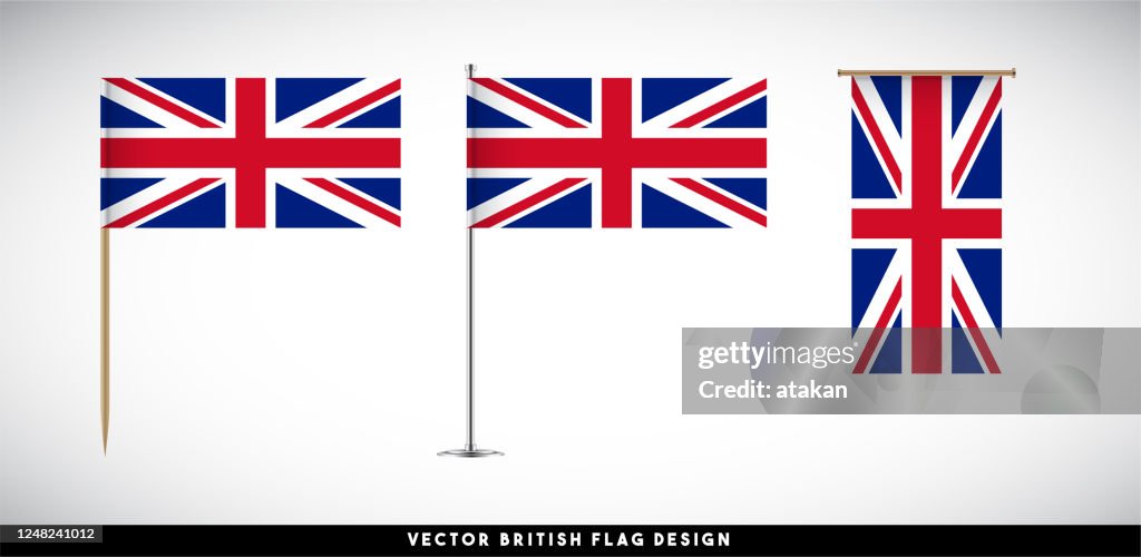 Vektor britische Flagge set auf weißem Hintergrund