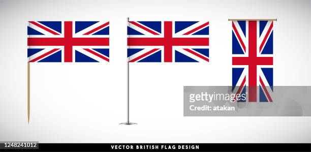 vector british flag set on white background - toothpick stock illustrations