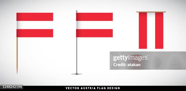 vector österreichische flagge set auf weißem hintergrund - austria flag stock-grafiken, -clipart, -cartoons und -symbole