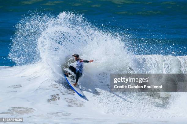 Joao Chianca of Brazil surfs in Heat 1 of the Quarterfinals at the MEO Rip Curl Pro Portugal on March 14, 2023 at Peniche, Leiria, Portugal.