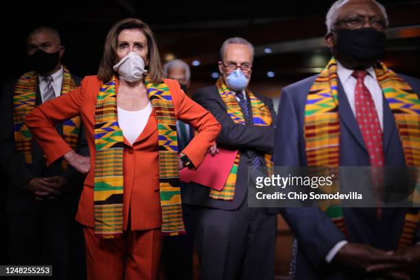 Speaker of the House Nancy Pelosi joins fellow Democrats from the House and Senate, including Rep. Lacy Clay , Senate Minority Leader Charles Schumer...