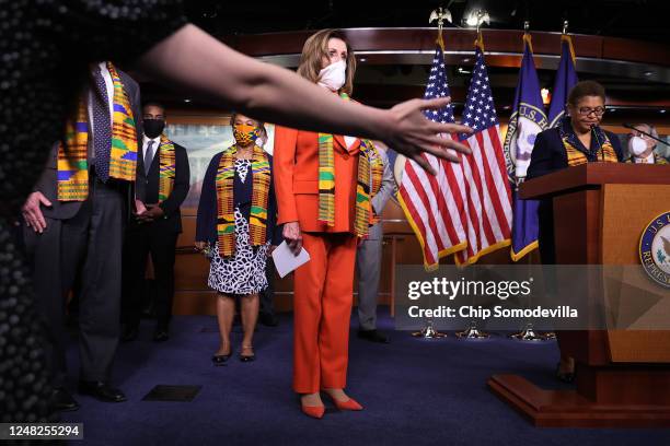 Speaker of the House Nancy Pelosi joins fellow Democrats from the House and Senate to announce new legislation to end excessive use of force by...