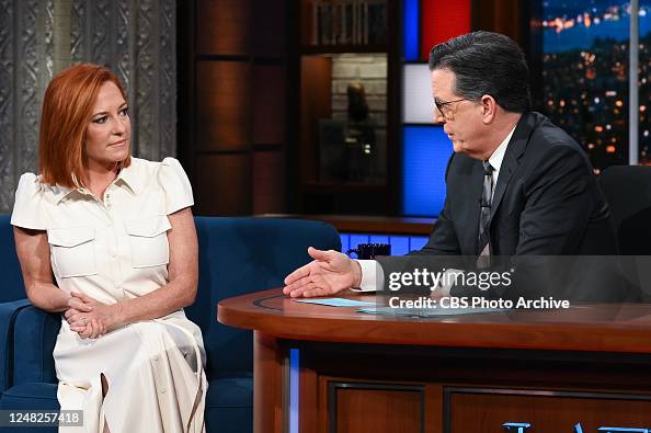 The Late Show with Stephen Colbert guest Jen Psaki during Mondays