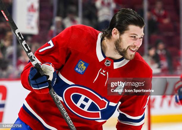 Look on Montreal Canadiens right wing Josh Anderson at warm-up before the New Jersey Devils versus the Montreal Canadiens game on March 11 at Bell...