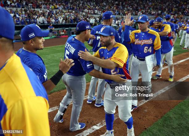 Team Nicaragua poses for a photo during the 2023 WBC Workout Day Miami at loanDepot Park on Friday, March 10, 2023 in Miami, Florida.