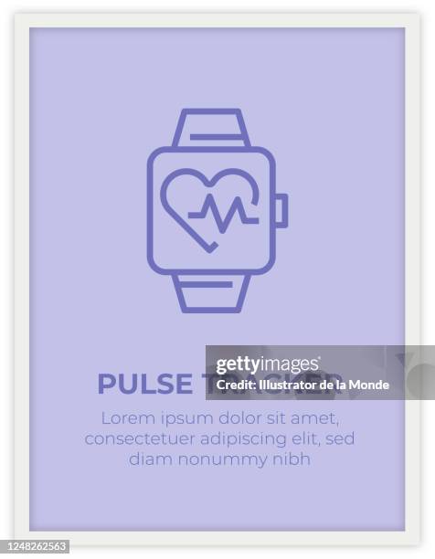 pulse tracker single icon poster design - pedometer stock illustrations