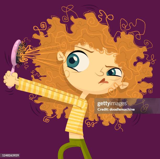 ilustrações de stock, clip art, desenhos animados e ícones de curly hair struggles - wavy hair