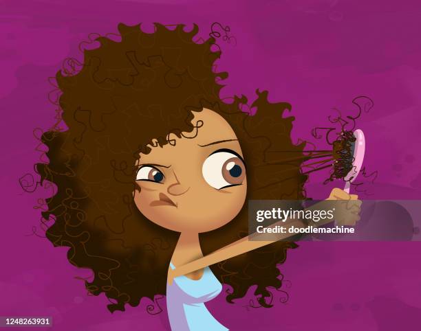 curly hair struggles - curly hair stock illustrations