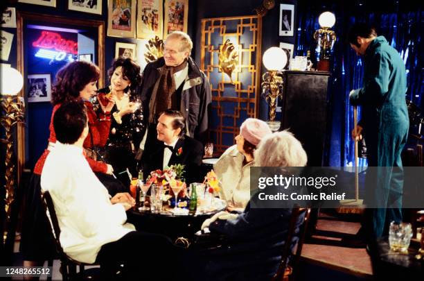 Celia Imrie, Bobby Crush, David Bamber, Victoria Wood, Julie Walters, Duncan Preston, Harriet Thorpe and Alan Titchmarsh during filming of TV Special...