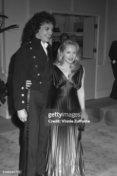 American actress Charlene Tilton with her partner Domenick Allen at the Fifth Annual American Cinema Awards in Beverly Hills, California, 30th...