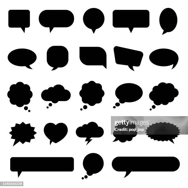 speech bubble icon set - vector illustration - long stock illustrations