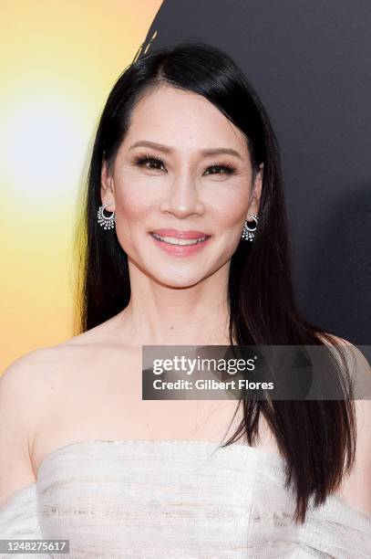 Lucy Liu at the premiere of "Shazam! Fury of the Gods" held at Regency Village Theatre on March 14, 2023 in Los Angeles, California.