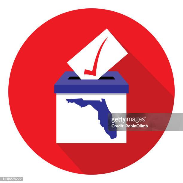 red circle florida ballot box icon - early voting stock illustrations