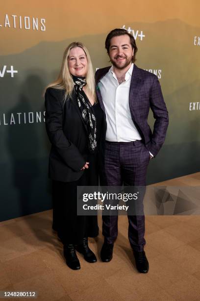 Marcy Wudarski and Michael Gandolfini at the premiere of "Extrapolations" held at the Hammer Museum on March 14, 2023 in Los Angeles, California.