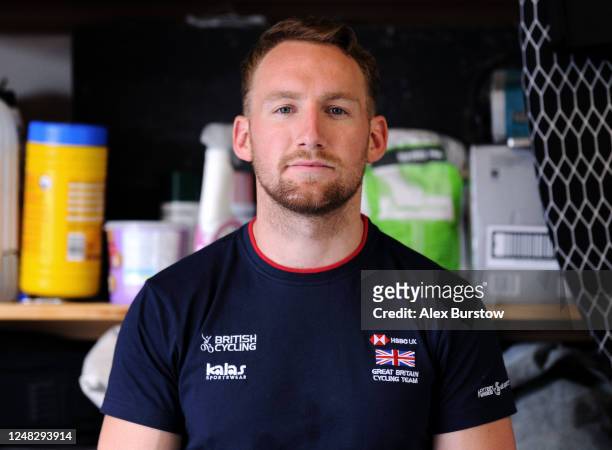 British Cycling BMX Freestyle Athlete Declan Brooks poses for a portrait following a training session in his Grandad's garage on June 08, 2020 in...