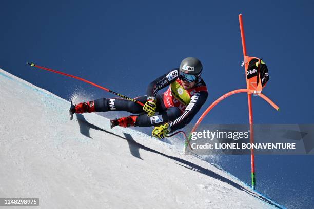 Norway's Aleksander Aamodt Kilde competes the men's downhill race of the FIS Alpine Ski World Cup finals 2022/2023 in El Tarter in Andorra, Pyrenees...