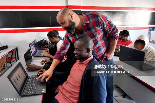 African and Tunisian students attend class at the campus of ESPRIT university, specialised in engineering and management courses, on March 13, 2023...