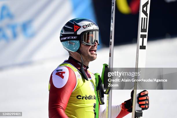 Vincent Kriechmayr of team Austria takes 1st place during the Audi FIS Alpine Ski World Cup Finals Men's and Women's Downhill on March 15, 2023 in...